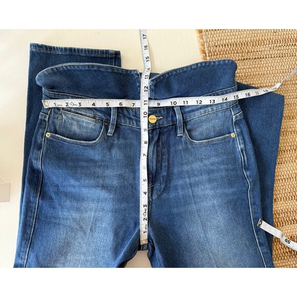 FRAME Le High Straight Fold Over Waist Stretch Ankle Cropped Denim Jeans Size 28 - Picture 10 of 14